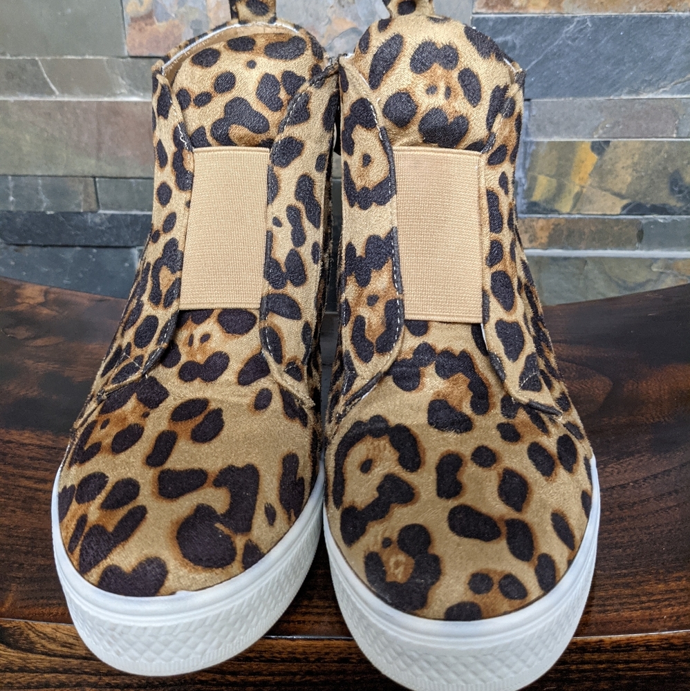 Leopard Hidden Heel Sneakers